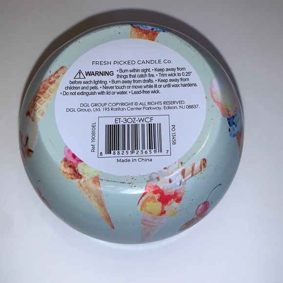 🍦 Ice Cream Soy Candle w Decorative Tin Fresh Picked - Picture 3 of 9